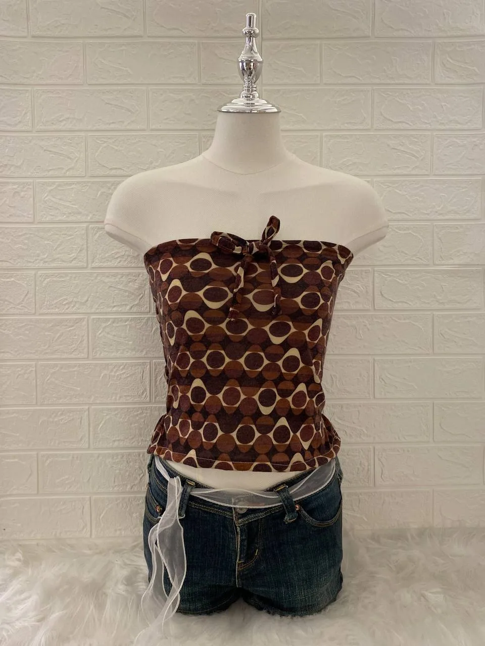 Brown Pattern Tube Top