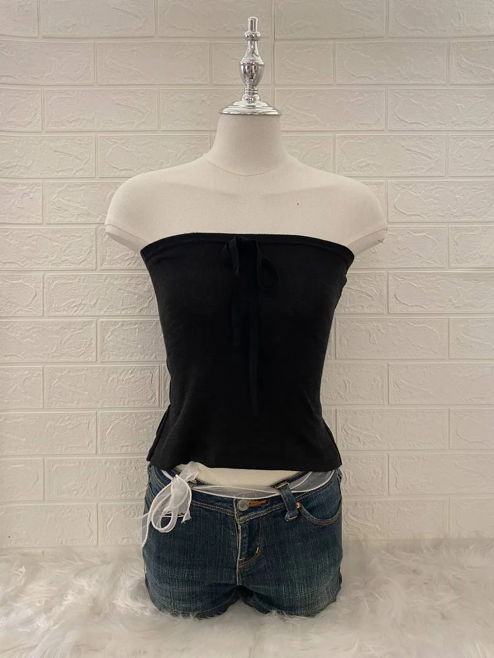 Black Ribbon Tube Top